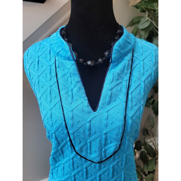 Crown and Ivy Sheath Dress Women Size Large Blue Textured Sleeveless Casual Chic - Picture 7 of 12